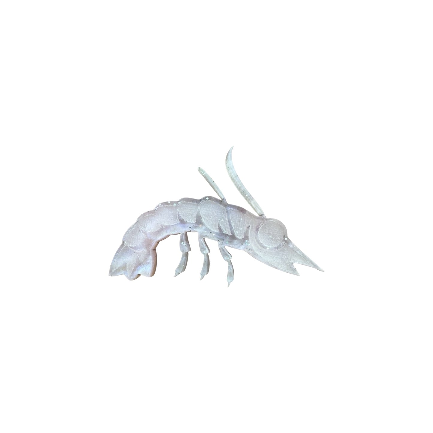 Light pink lobster shaped pin on a white background