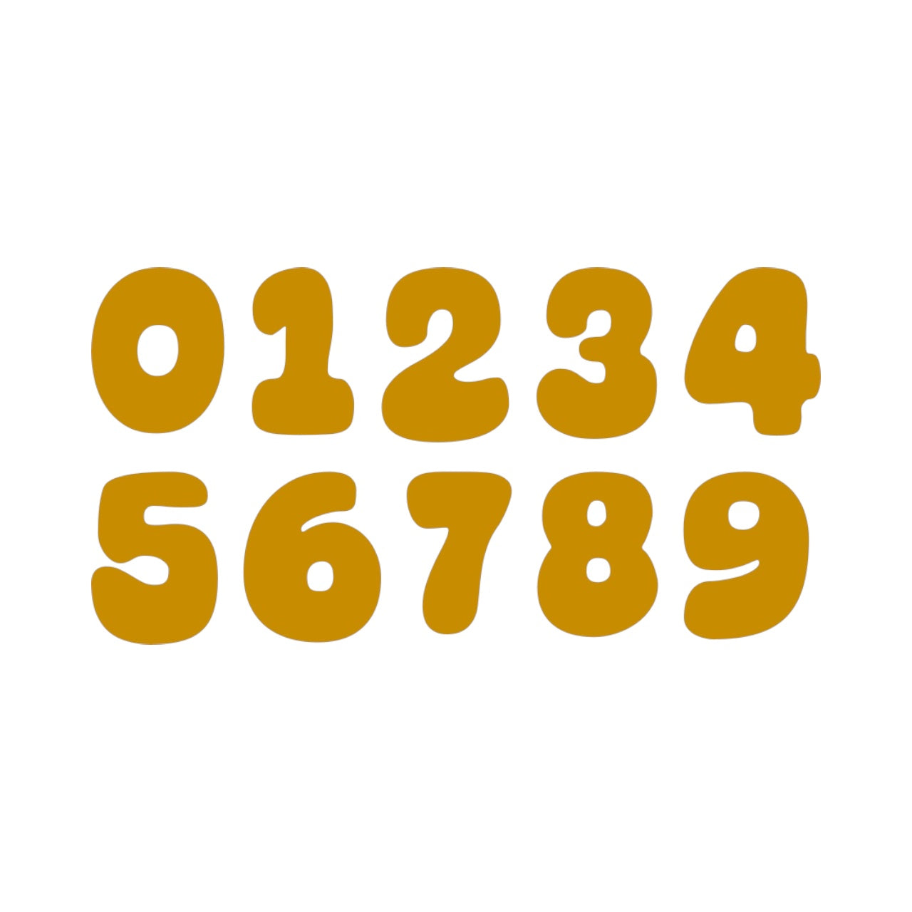 Set of gold numbers on a white background