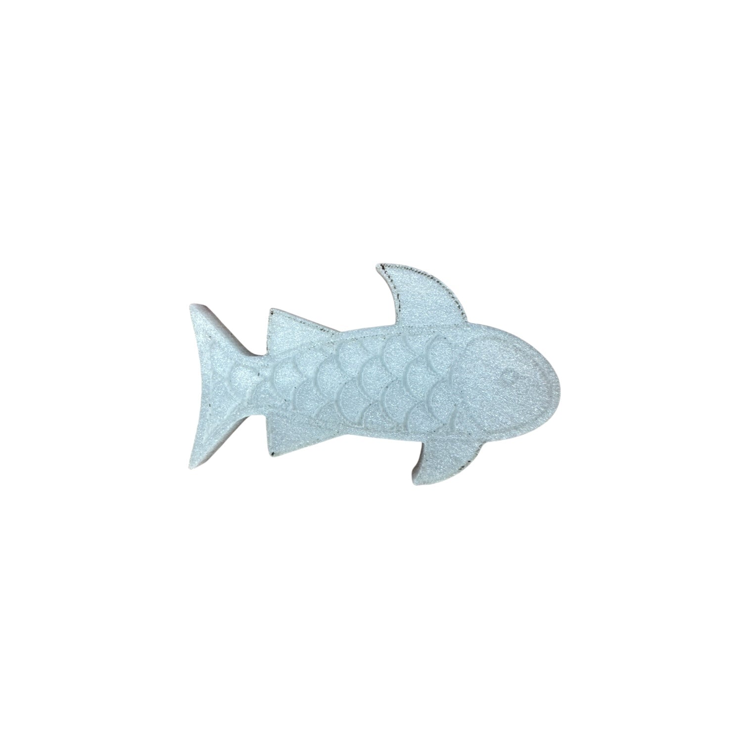 light blue fish pin with on a white background

