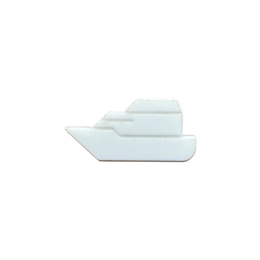White yacht shaped pin on a white background