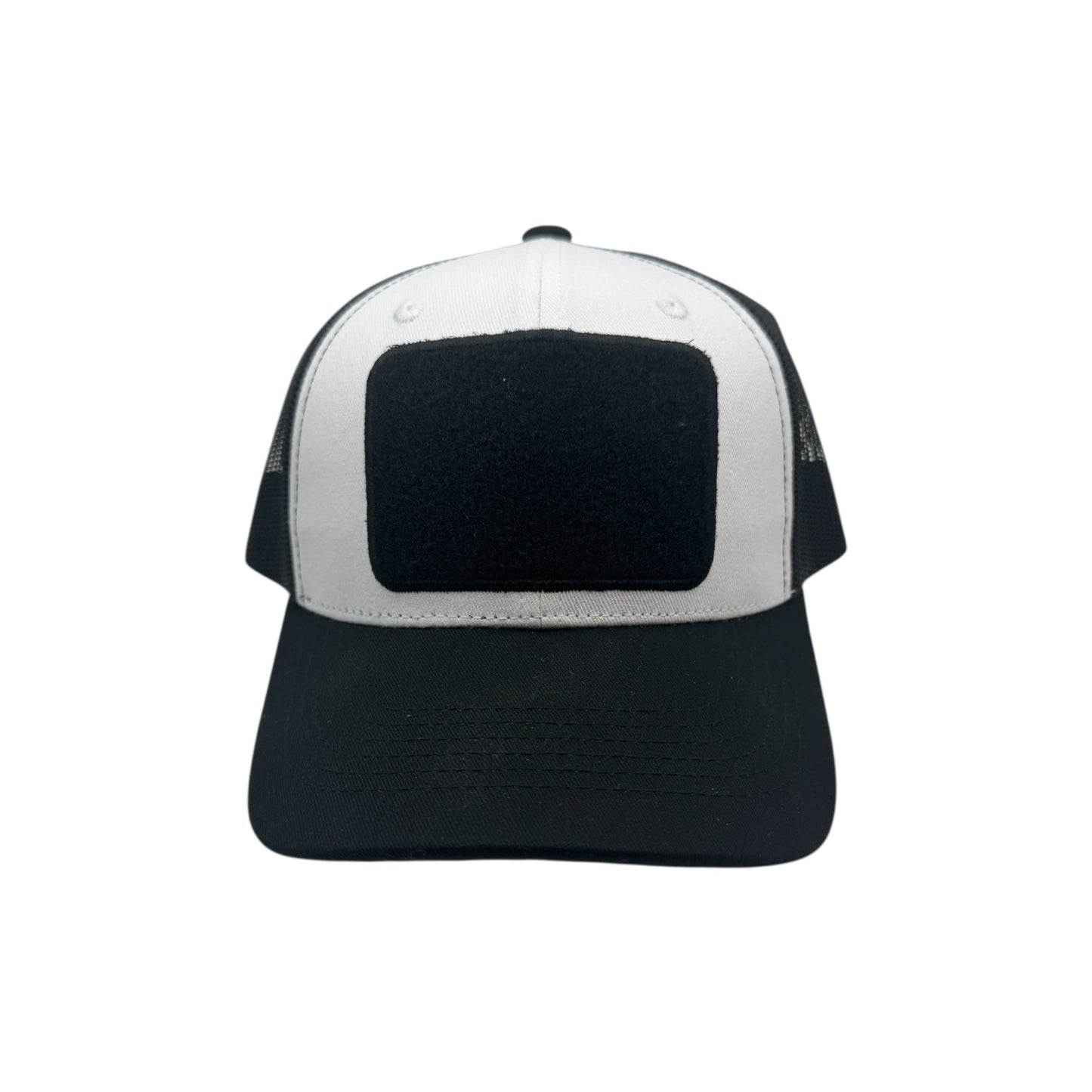 Black and white trucker cap on a white background
