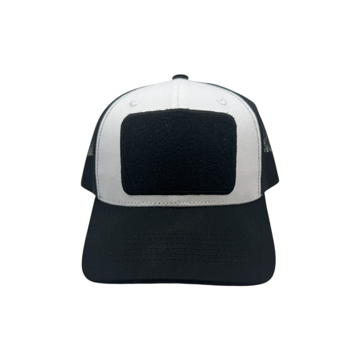 Black and white trucker cap on a white background