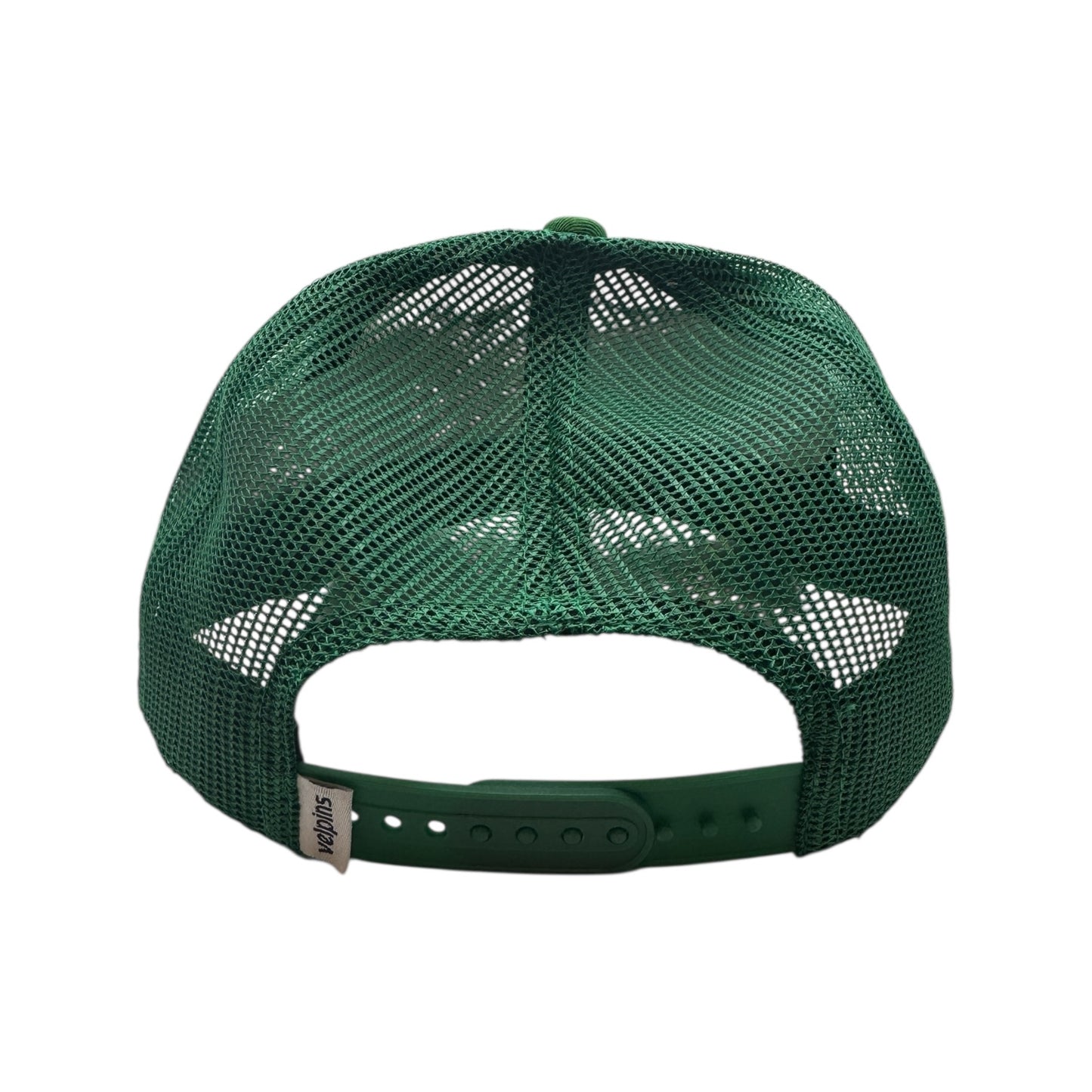 Green mesh trucker cap on a white background