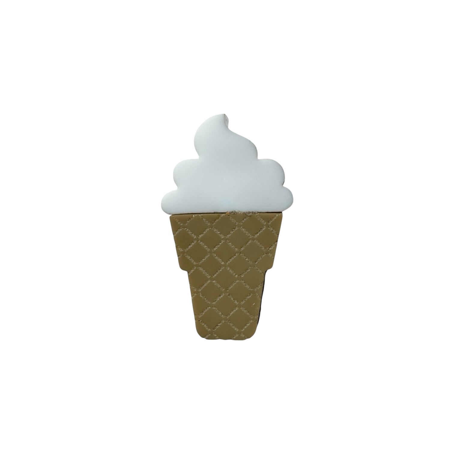 Ice cream cone pin with white scoop on a white background