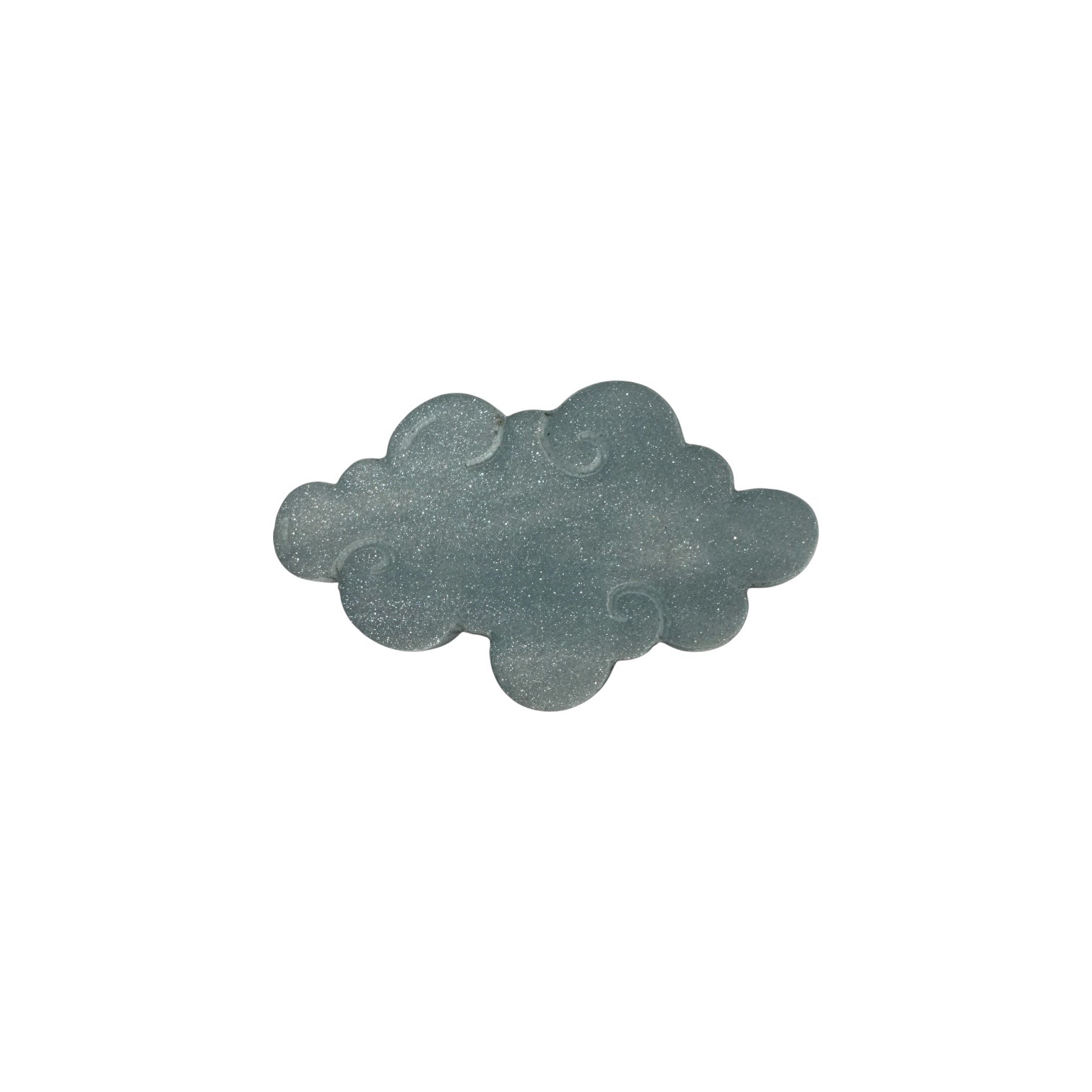 Gray cloud-shaped pin on a white background

