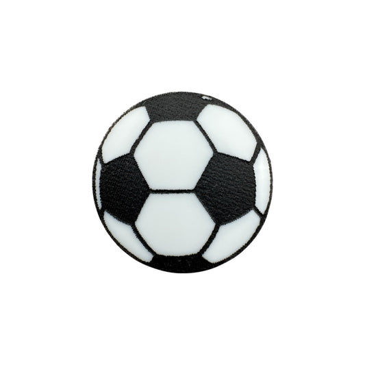 Black and white soccer ball pin on a white background

