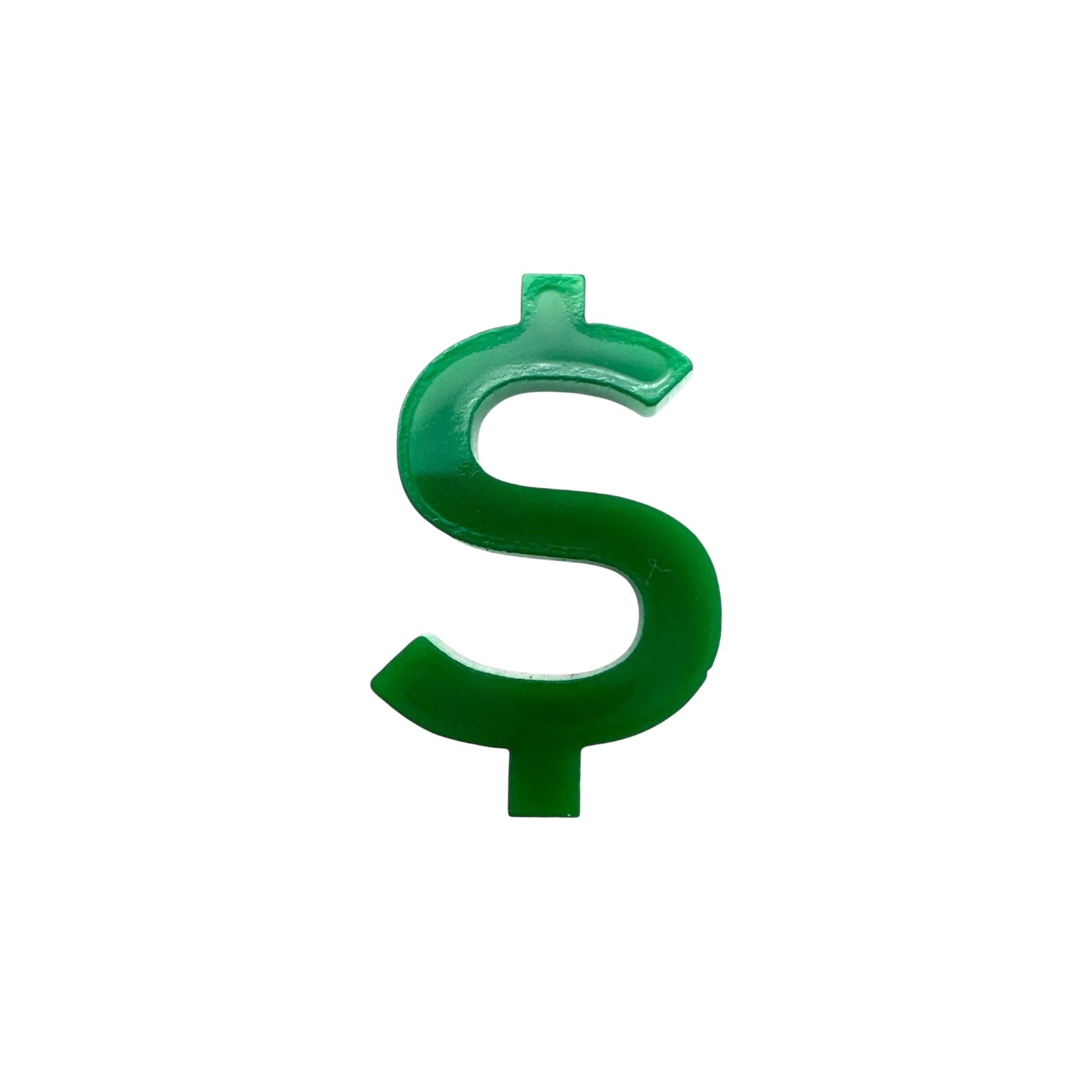 Green dollar sign-shaped pin on a white background