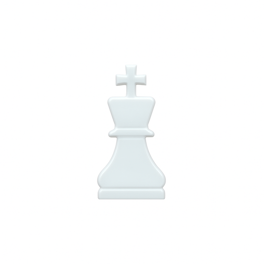 White King chess piece pin on a white background

